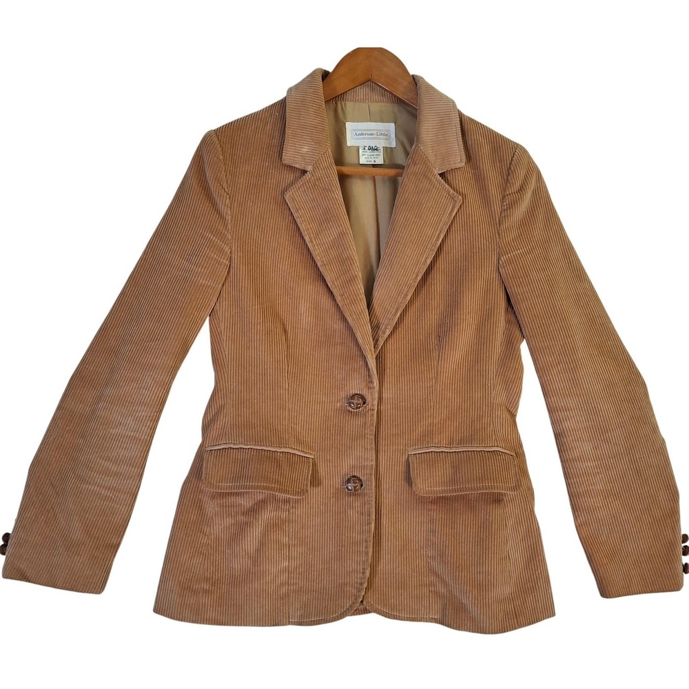 VTG Anderson-Little Corduroy Blazer Jacket Women's 9 Small Tan Lined Made Japan